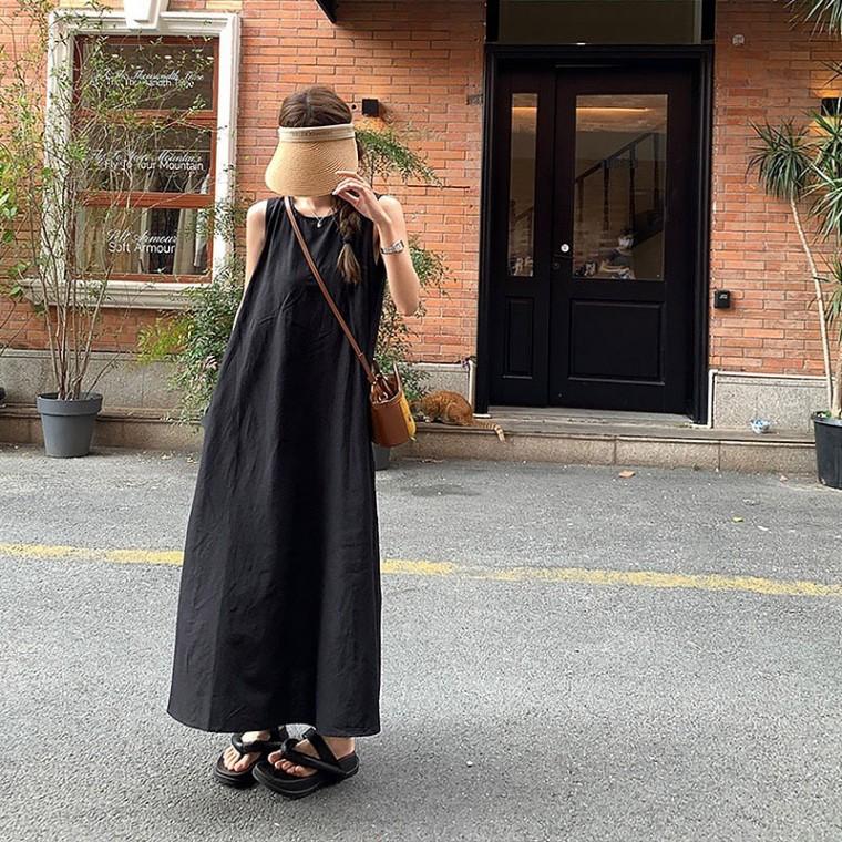 루즈핏 뒷트임 민소매 봄여름 A라인 민소매 원피스