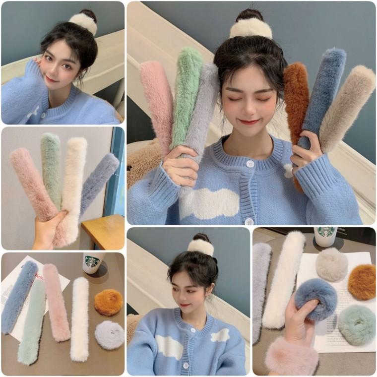 겨울 헤어 부드러운 퍼 팔찌 원터치 헤어 포인트 밴드