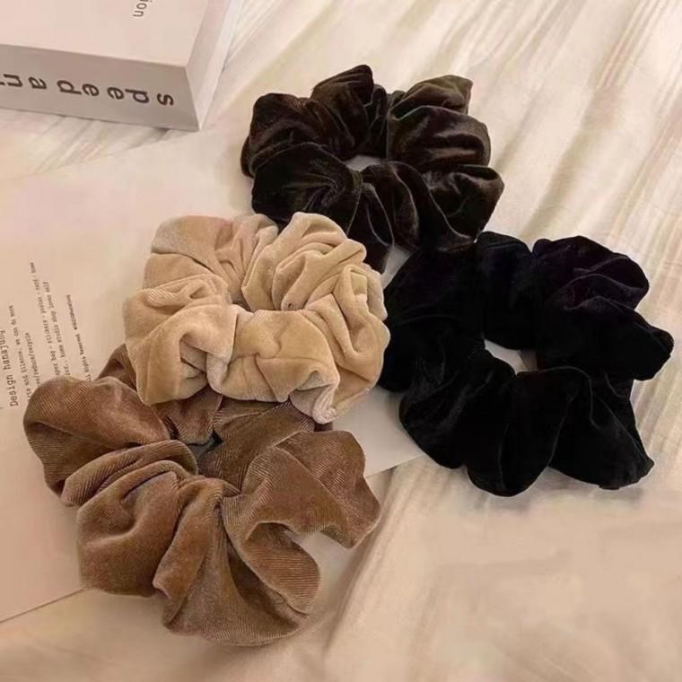 벨벳 곱창머리끈 4컬러 부드러운 벨벳 원단
