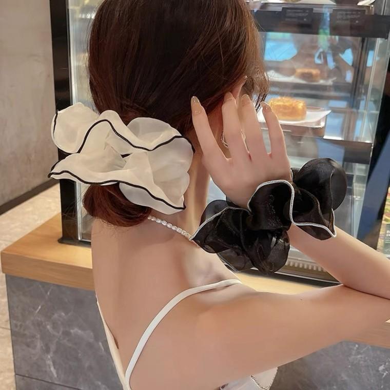 빅사이즈 쉬폰 헤어슈슈 얼굴작아보이는 여름 곱창끈