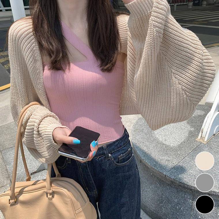 여성 여성스런 루즈핏 봄카디건 니트 볼레로가디건