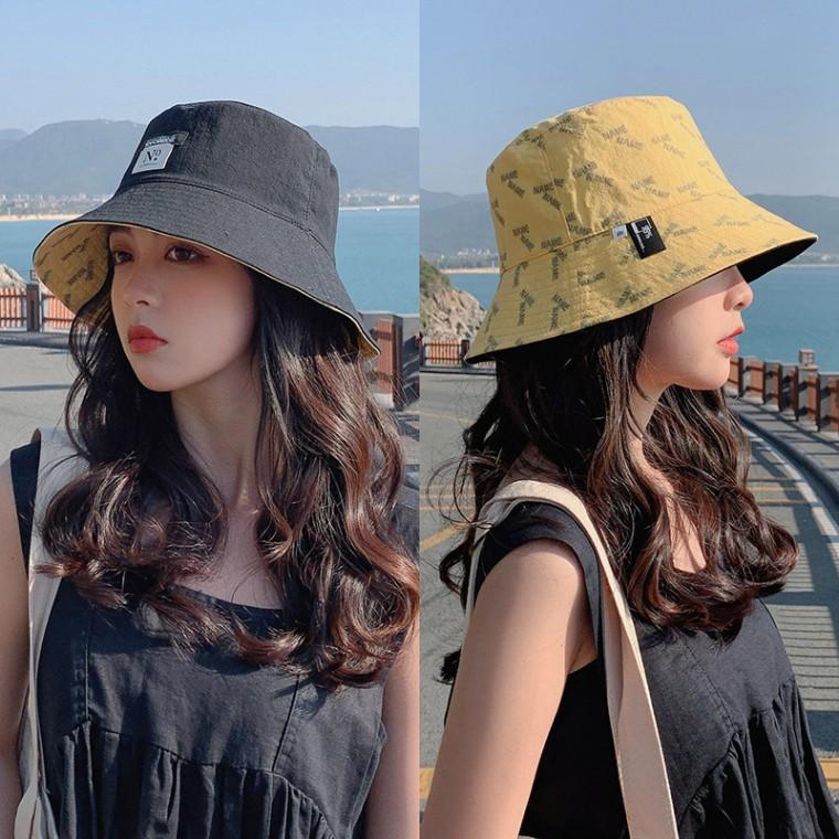여성 사계절 양면모자 레터링 2IN1 데일리 버킷햇