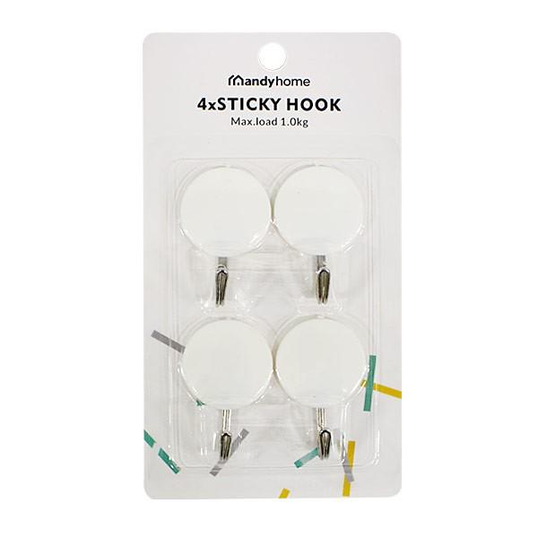 원형 철고리 스티커 후크 행거 4P M-10952 -TJ/옷걸이