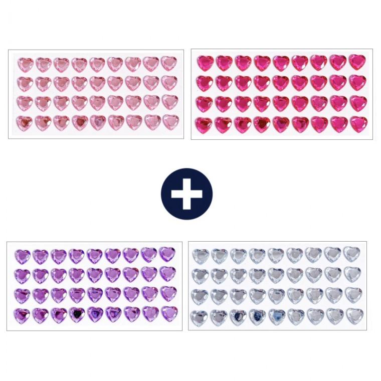 4컬러 세트 다이아몬드 스타일 하트 스티커 144pcs S27019