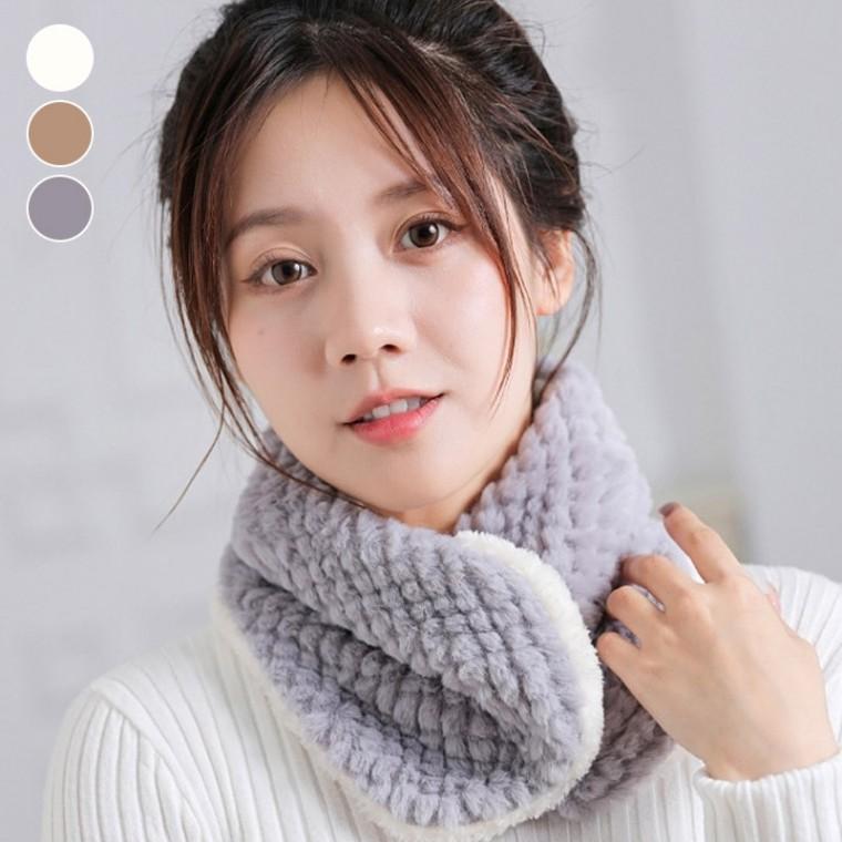 와플 엠보싱퍼 따뜻한 부드러운 똑딱이단추 방한용 넥워머 목도리
