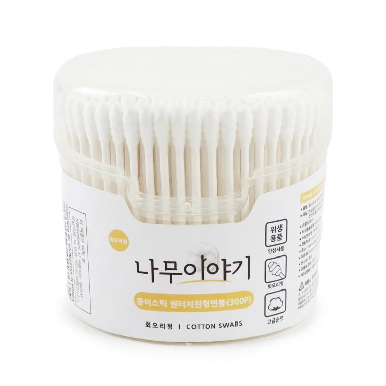 원터치 면봉 회오리형 원형 종이스틱 300P
