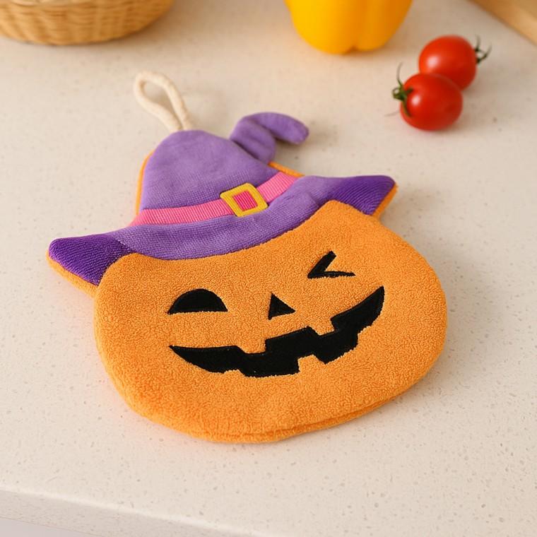 [개미물류] 펌킨 핸드타올 데코 패브릭 핼러윈 핸드타월 손닦는 소품 수건 주방 귀여운 키친크로스 파티