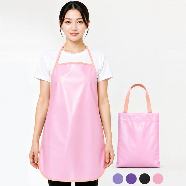 더해피 항균 메쉬 방수 손님용앞치마 목걸이형 핑크 퍼플 블랙 국산 앞치마 가방세트 에이프런