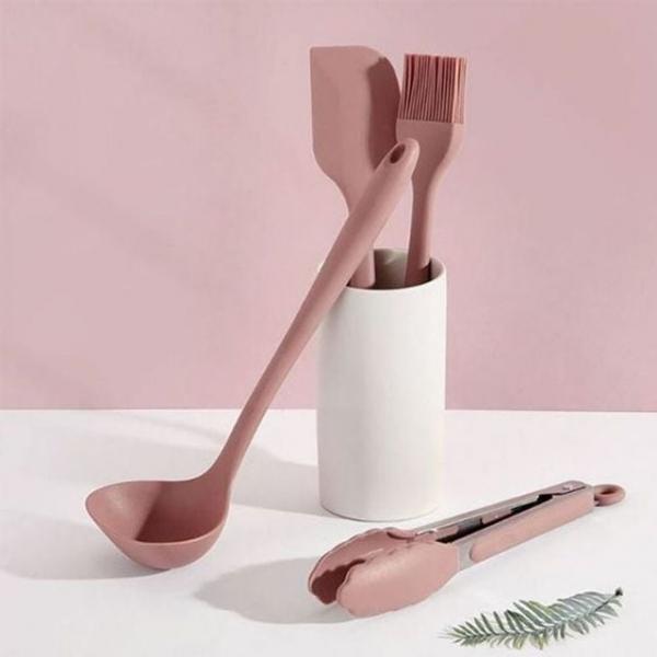 건지개 핑크 실리콘 국자 스푼 풍년 주방 29cm