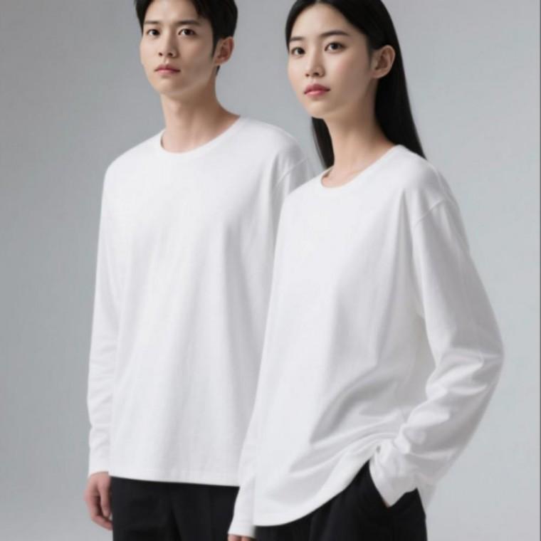 남녀공용 사계절 기본 무지 긴팔 면 티셔츠 커플 레이어드 이너웨어 상의
