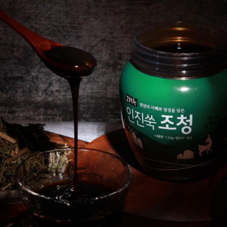 담은청 인진쑥조청1.2kg 효능 식품 유과 담은청 건강 전통 조청 과자