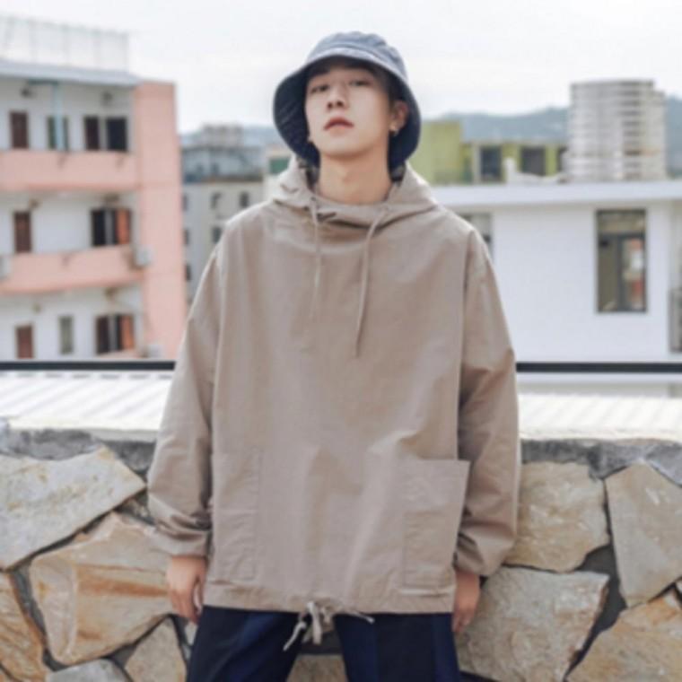 남성 캐주얼 베이직 긴팔 후디 티셔츠 아노락 후드티