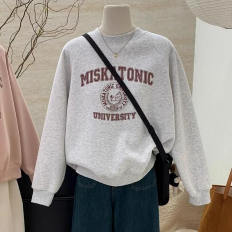 루즈핏 프린팅 데일리 여성 캐주얼 긴팔 맨투맨 티셔츠