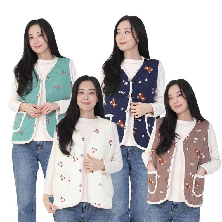 여성 플라워 촌캉스 김장 밍크 안감 털안감 겨울 조끼