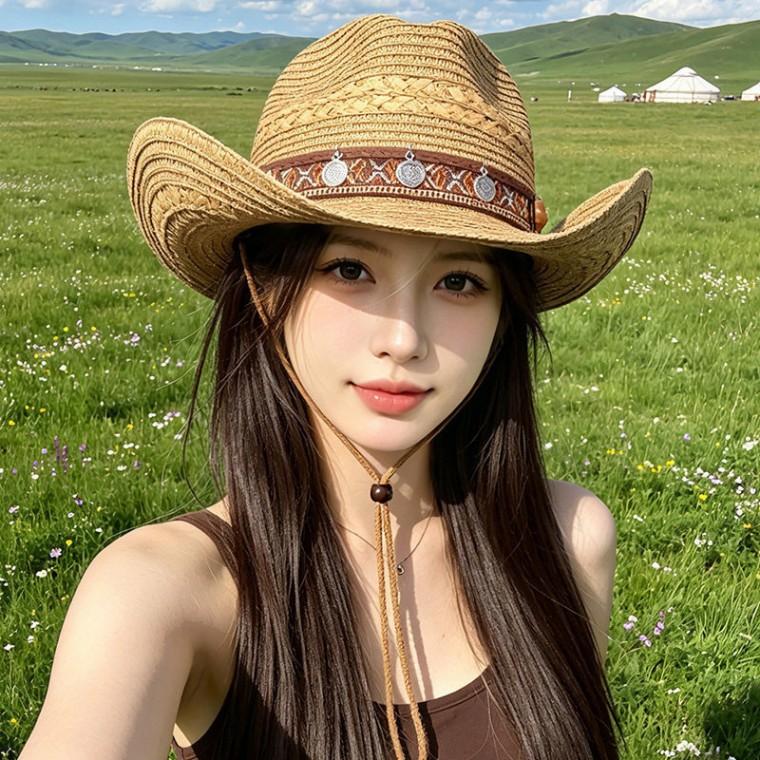 인디언풍 수술 카우보이 밀짚모자 EL-1010589