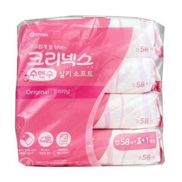 화장 화장지 휴지 청소포 4입 크리넥스 물티슈