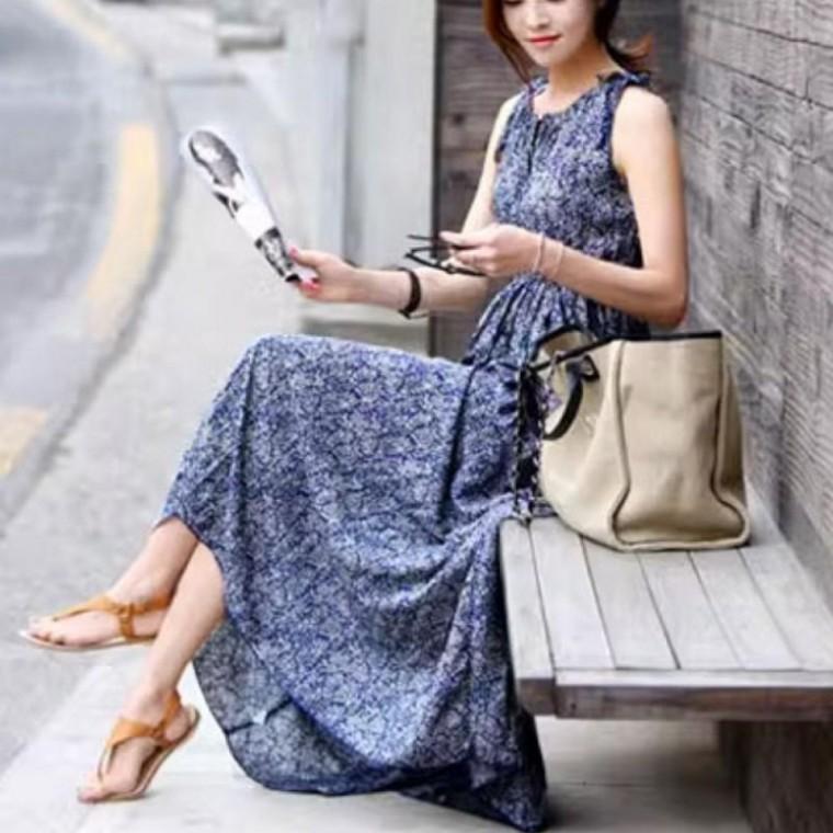 허리밴딩 A라인원피스 여름 롱기장 여성용 타입