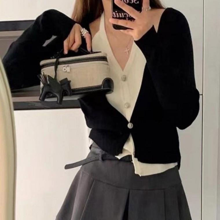 투컬러 여성니트 레이어드 하나로 가디건 여성용