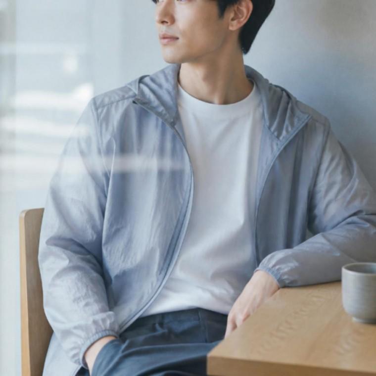 남녀공용 봄가을 무지 경량 바람막이 후드 집업 자켓