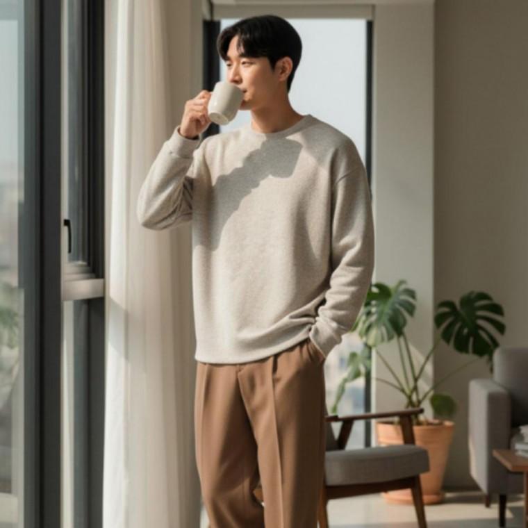 남성 간절기 클래식 베이직 무지 롱슬리브 긴팔 티셔츠