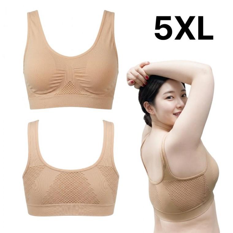 빅사이즈 고신축 메쉬 편한 브라 노와이어 임산부 브래지어 (5XL)