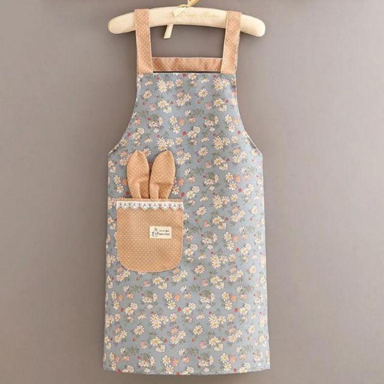 포켓 토끼 프릴 린넨 앞치마