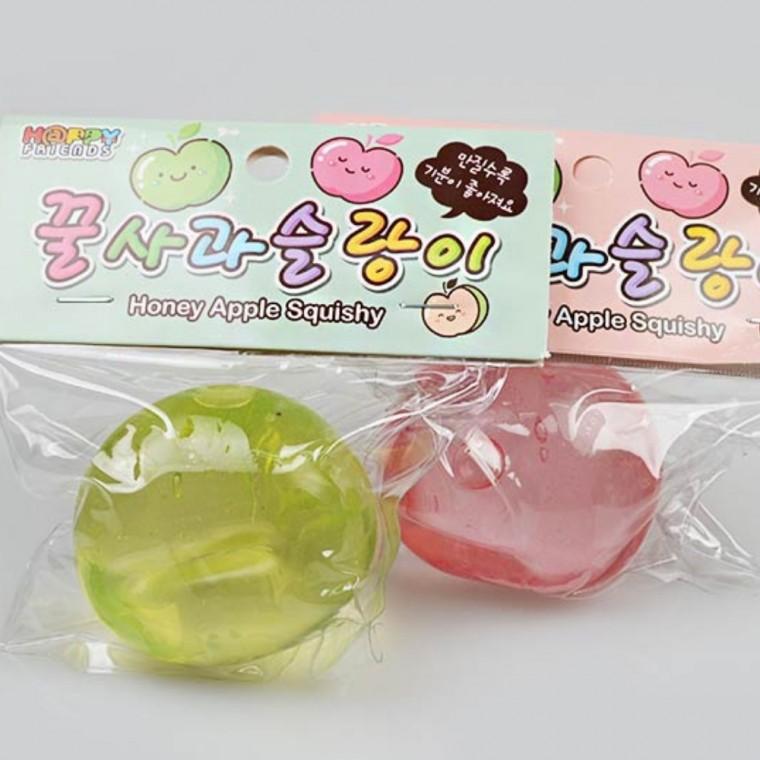 플유 꿀사과 슬랑이 2종 각 1개씩 해피 스트레스볼 말랑이 스퀴시 ASMR 촉감놀이 주물럭 모찌 찐득이