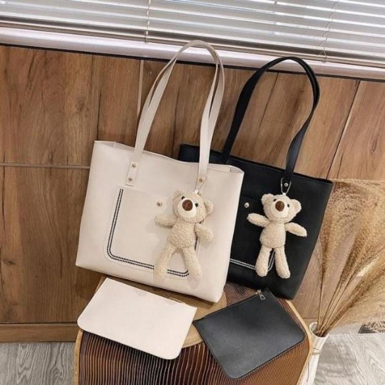 파우치포함 여성숄더백 스티치 여성용 수납 포켓
