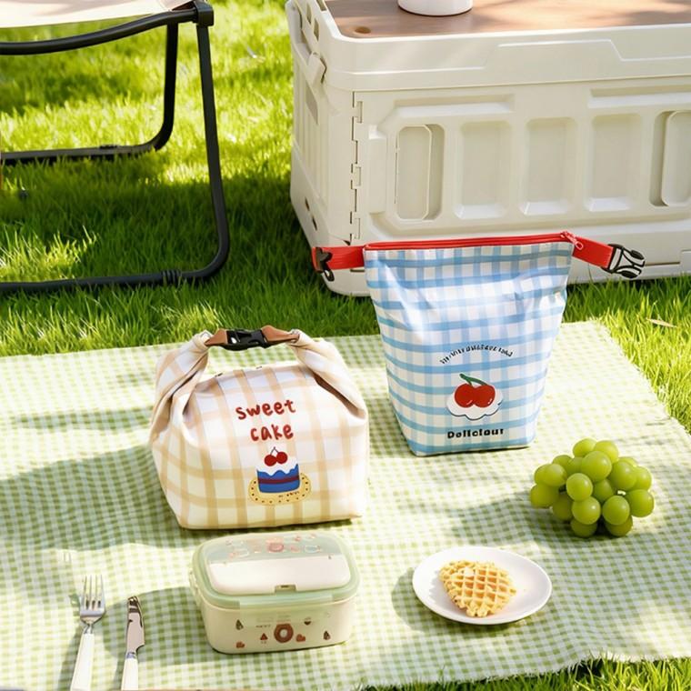 체크 보온 보냉 런치백 도시락가방 LM-1010570