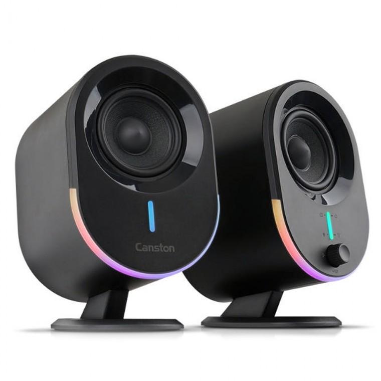 캔스톤 스피커 블루투스 컴퓨터 PC 2채널 무선 RGB LED 게이밍스피커 F1BT (블랙)