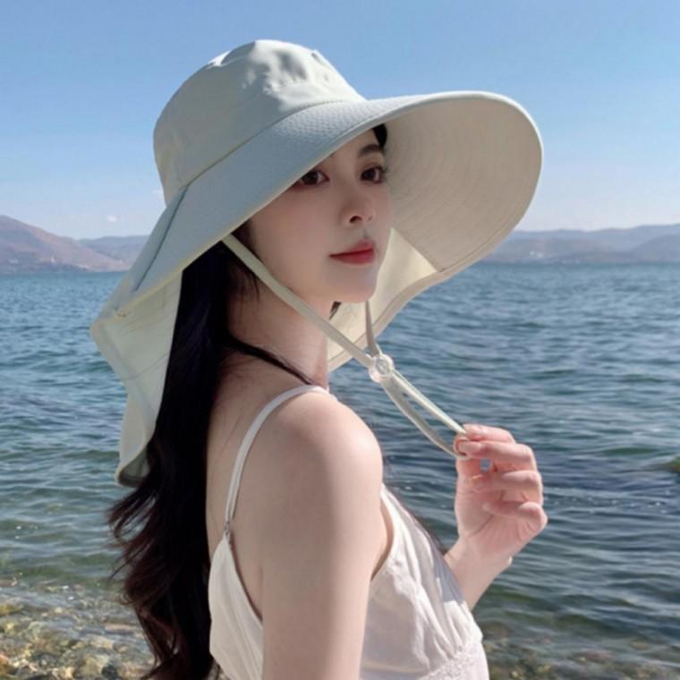 여성 플랩캡 물놀이 수영 썬캡 와이드 방수 챙 모자