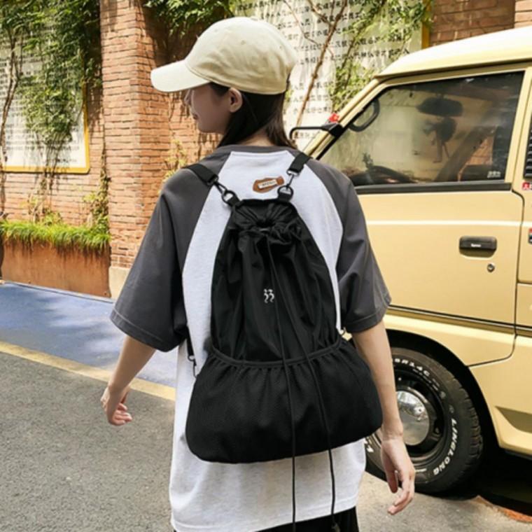 남녀공용 베이직 캐주얼 백팩 복조리 배낭 파우치 가방