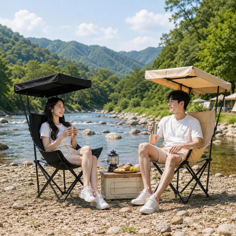 햇빛가림 접이식 캠핑 야외 의자 낚시 피크닉 휴대용 체어