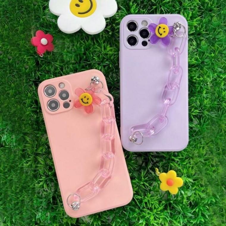 EA []Linkvu 코튼 써니데이 투명스트랩 컬러 소프트케이스 iPhone16 13 12 미니 11 프로 XS 맥스 XR SE