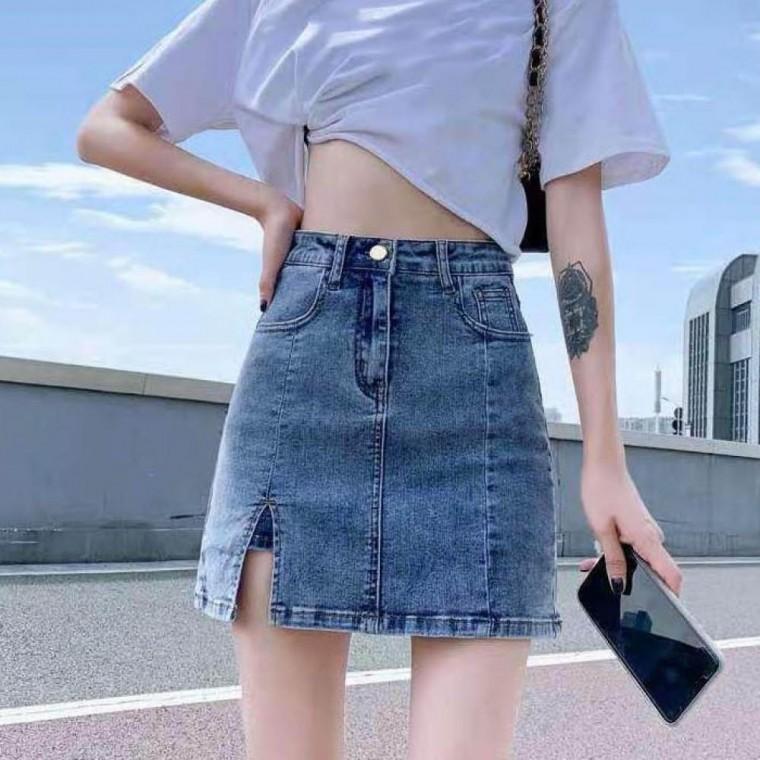 LD 일체형 데님 치마 바지 귀여운 스타일 절개 포인트 스커트 팬츠