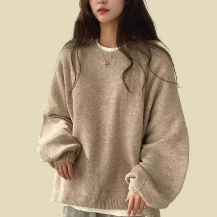LD 캐주얼한 빈티지룩 데일리 오버핏 절개 니트