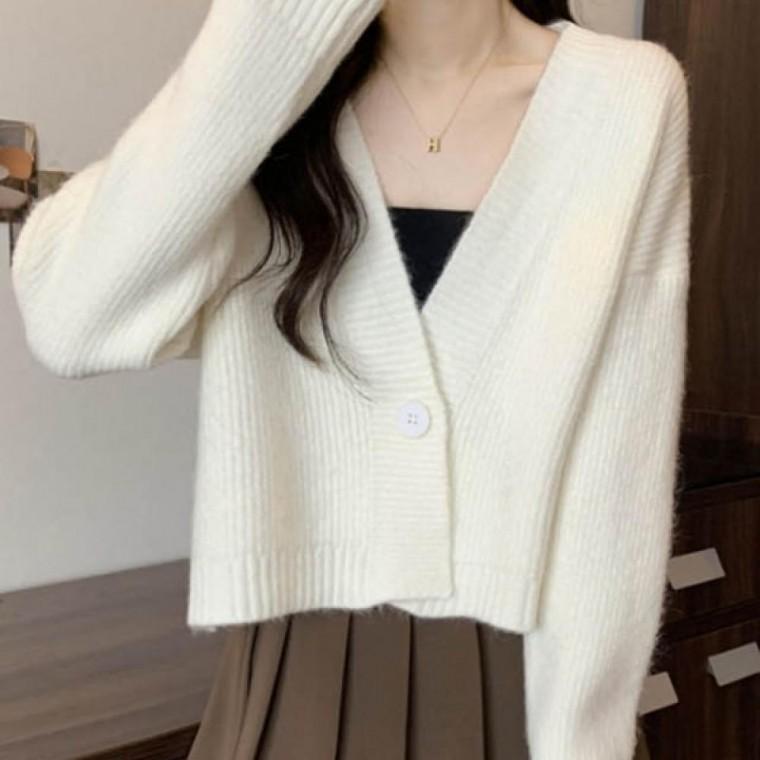LD 깔끔하고 세련된 데일리 컬러풀 원단추 가디건