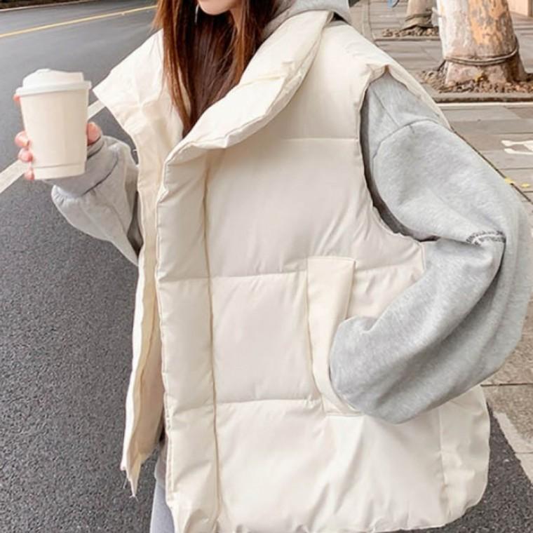 LD 여자 양털 빅사이즈 패딩 조끼 오버핏 빅포켓 겨울