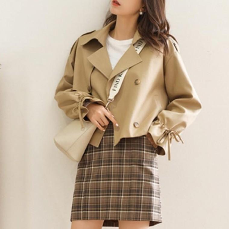 LD 여성 숏 트렌치 코트 바바리 짧은 크롭 여자 점퍼