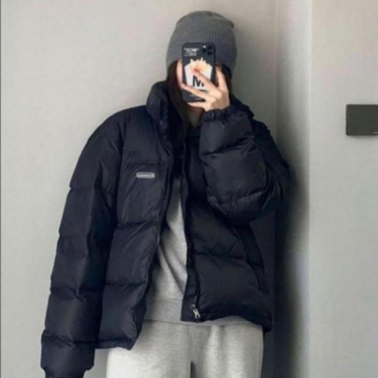 LD 여자 심플 블랙 숏패딩 하이넥 캐주얼 점퍼