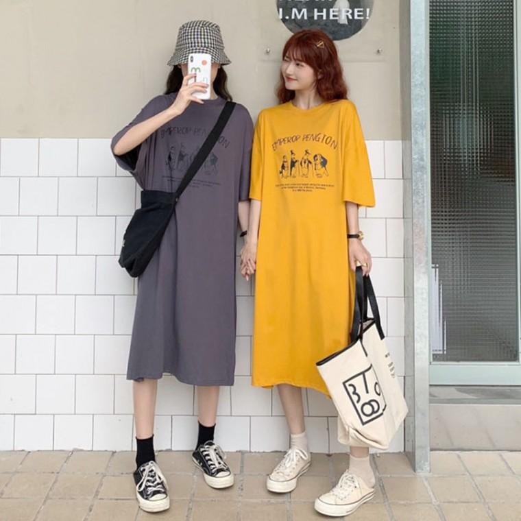LD 펭귄 캐릭터 홈원피스 데일리 반팔 여름