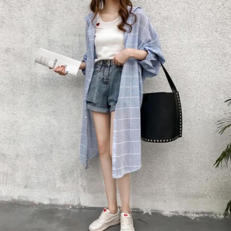 LD 몸매커버 셔츠 롱 루즈핏 긴팔 여성 캐주얼 남방