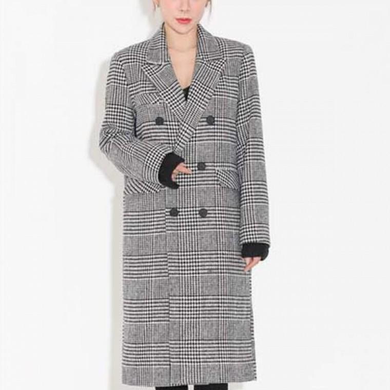 LD 여자 체크코트 넉넉한핏 편안한 겨울 외투 아우터