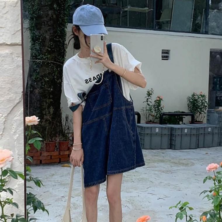 LD 여성 데님 멜빵 반바지 귀여운 청바지 캐주얼 점프수트 여름