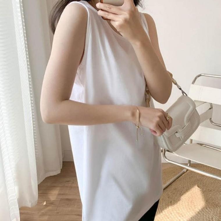 LD 독특한 커팅 디자인 포인트 나시 레이어