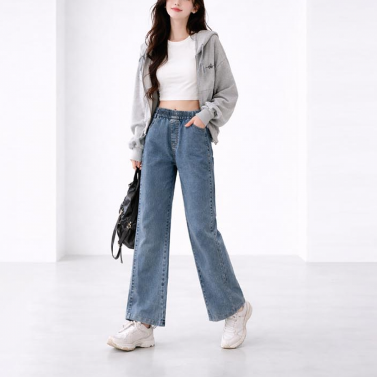 LD 간절기 청바지 트렌디 절개 디테일 캐주얼 바지