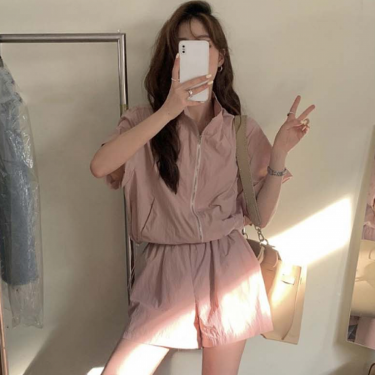LD 캐주얼 반팔 반바지 세트 여름 썸머 아노락 셋업