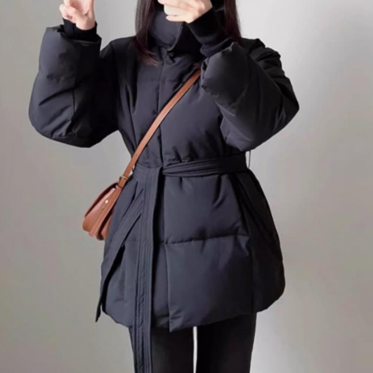 LD 따뜻한 하이넥 잠바 허리끈 디테일 포근하고 두꺼운 패딩
