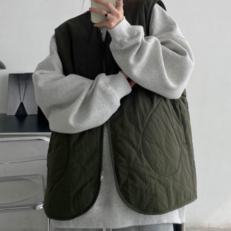 LD 따뜻한 조끼 누빔 디자인 윈터 베스트 겨울 귀여운 코디