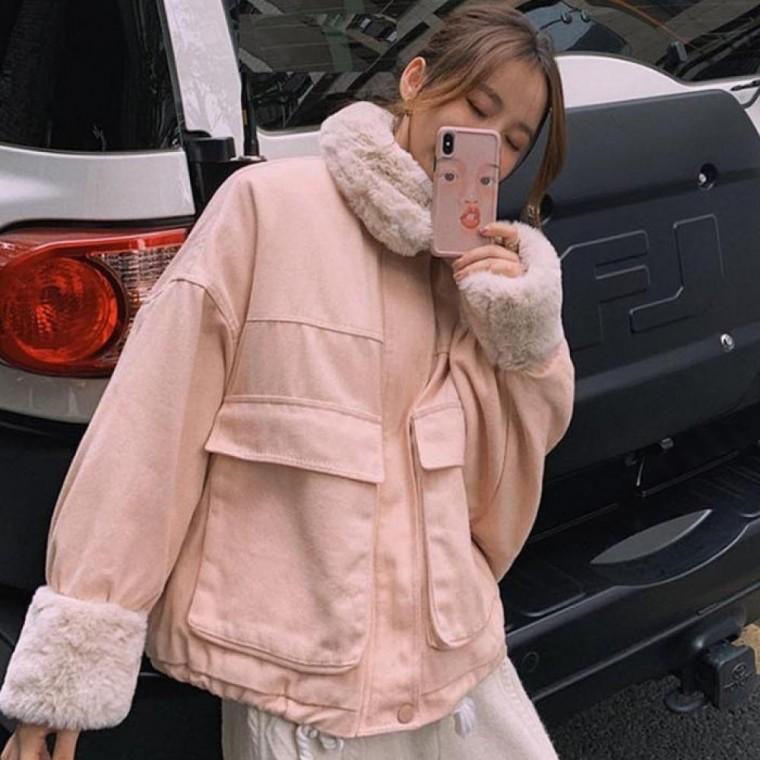 LD 밍크 퍼 아우터 여자 겨울 점퍼 터틀넥패딩 털 안감